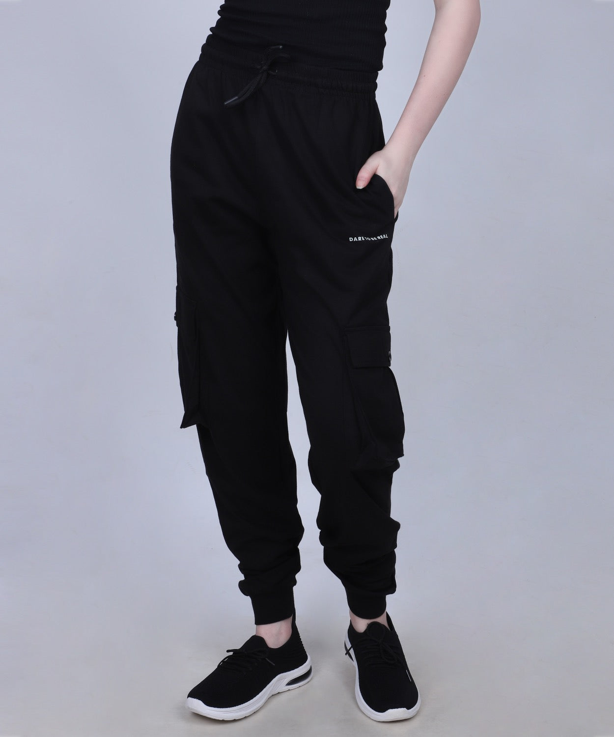 Black Cotton Cargo Jogger