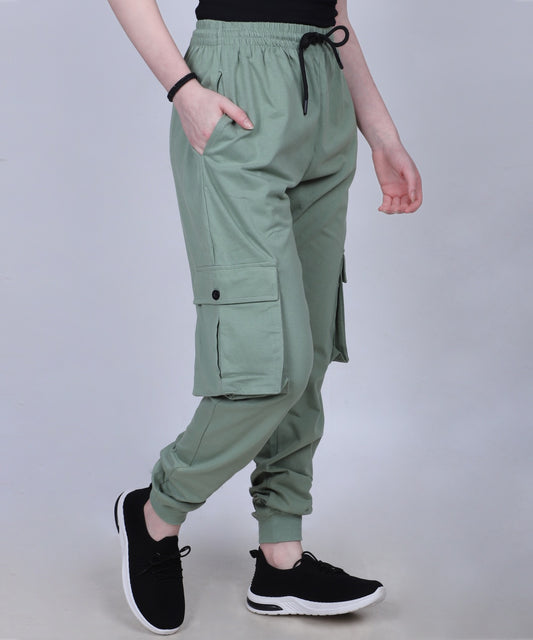 Sage Green Cotton Cargo Jogger