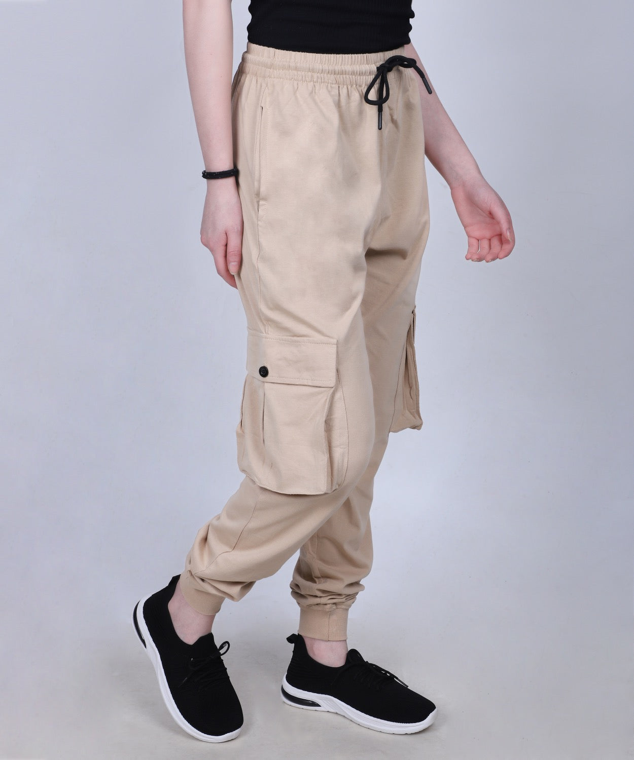 Beige Cotton Cargo Jogger
