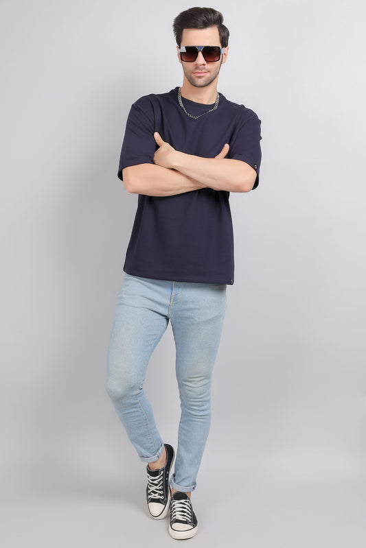 Navy Blue Plain Oversized T-Shirt