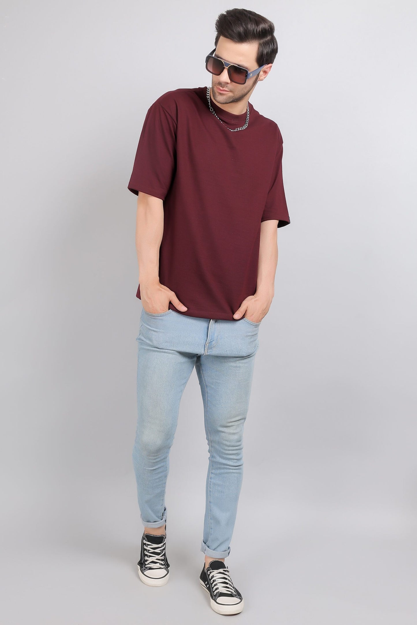 Wine Plain Oversized T-Shirt
