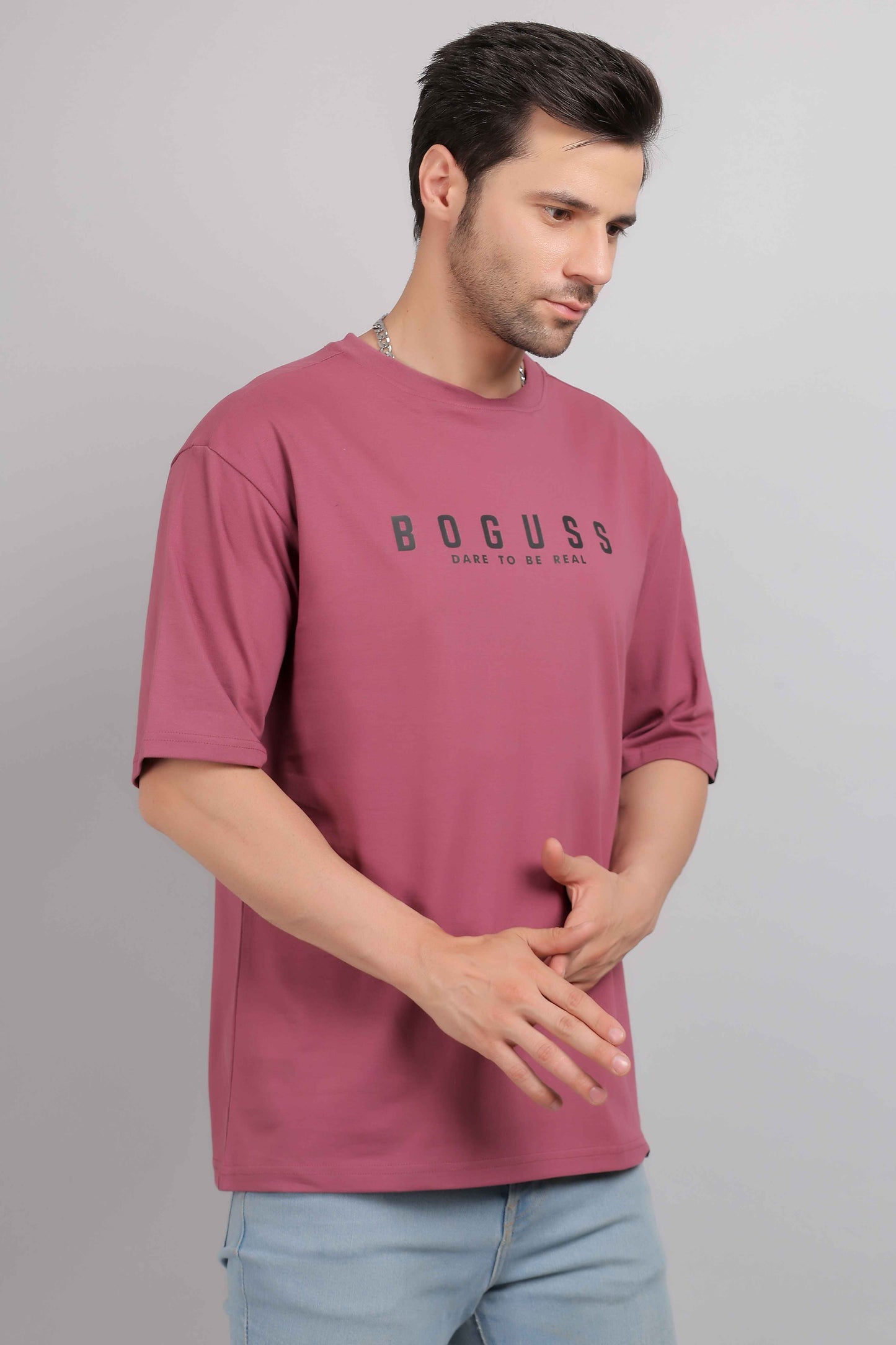 Boguss Print Oversized Onion Pink T-Shirt