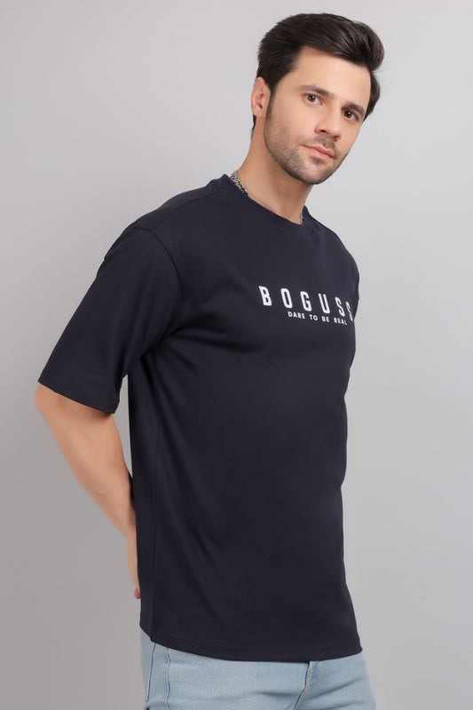Boguss Print Oversized Black T-Shirt