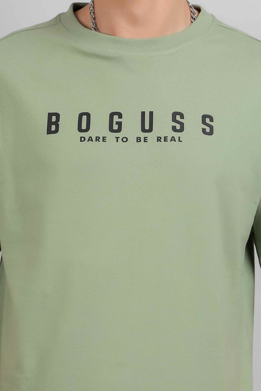 Boguss Print Oversized Sage Green T-Shirt