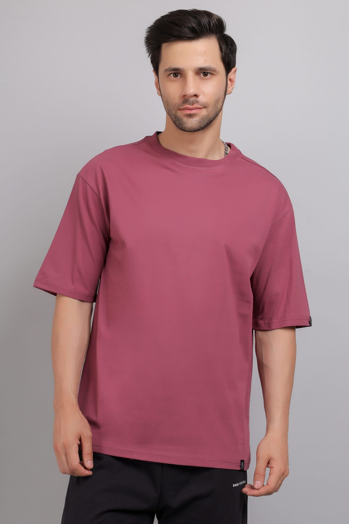 Onion Pink Plain Oversized T-Shirt