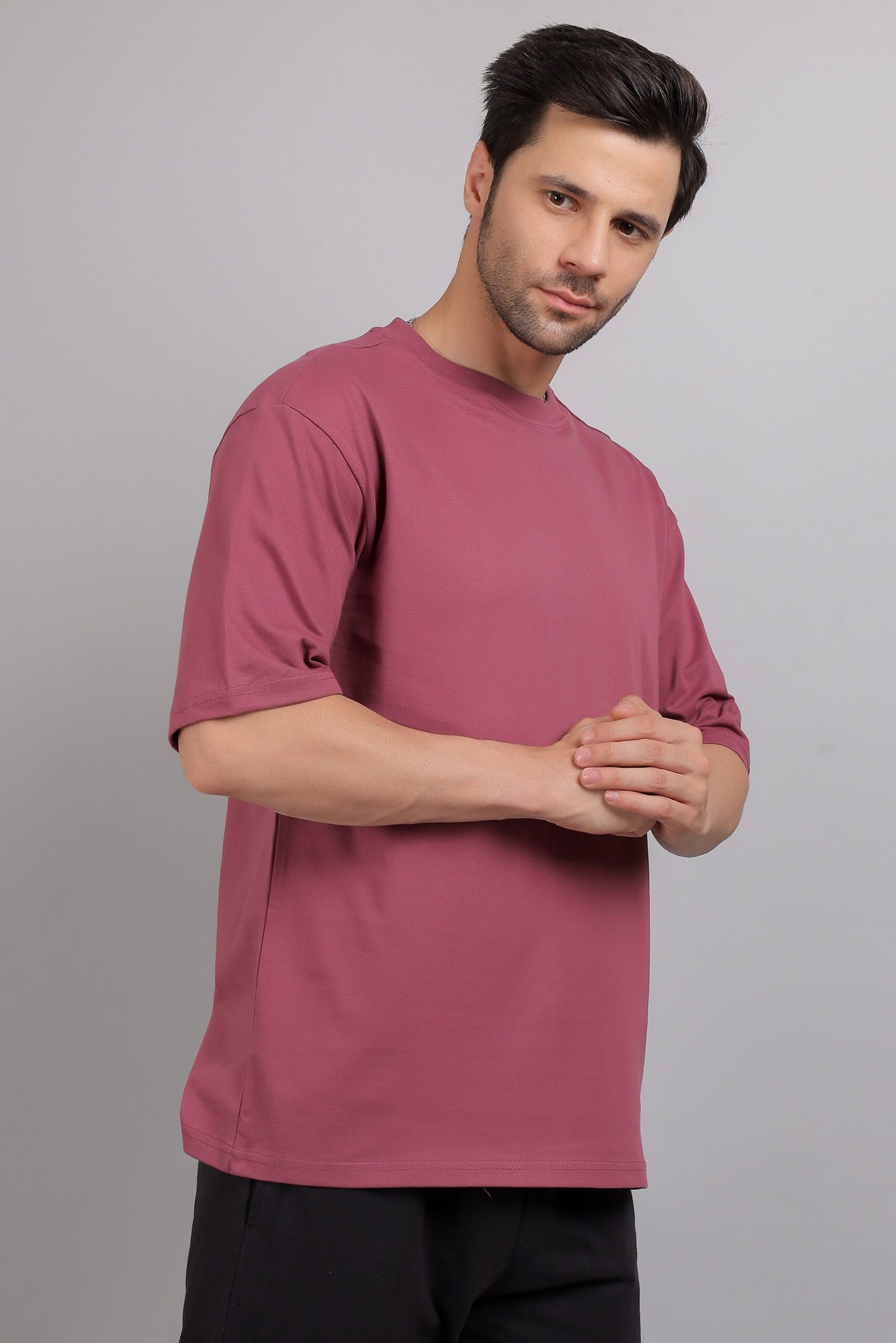 Onion Pink Plain Oversized T-Shirt