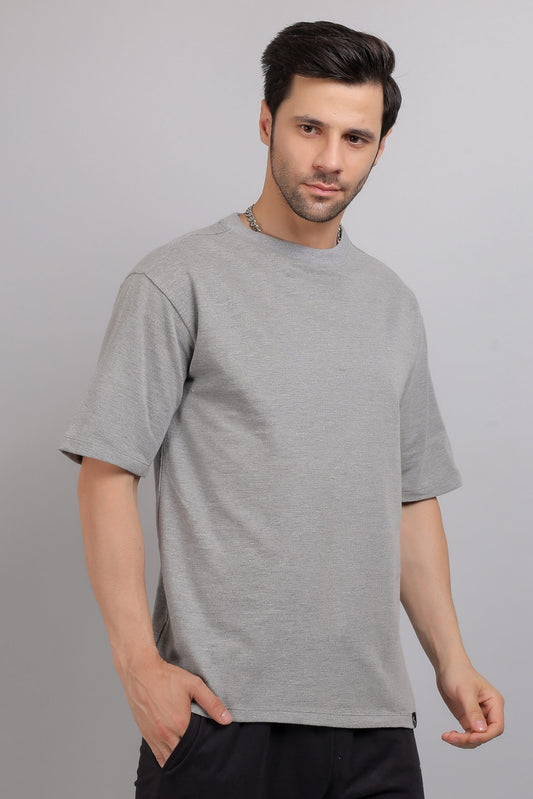 Melange Grey Plain Oversized T-Shirt