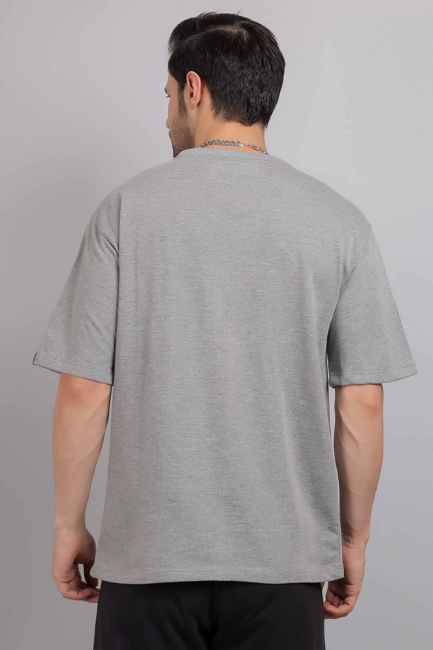 Melange Grey Plain Oversized T-Shirt