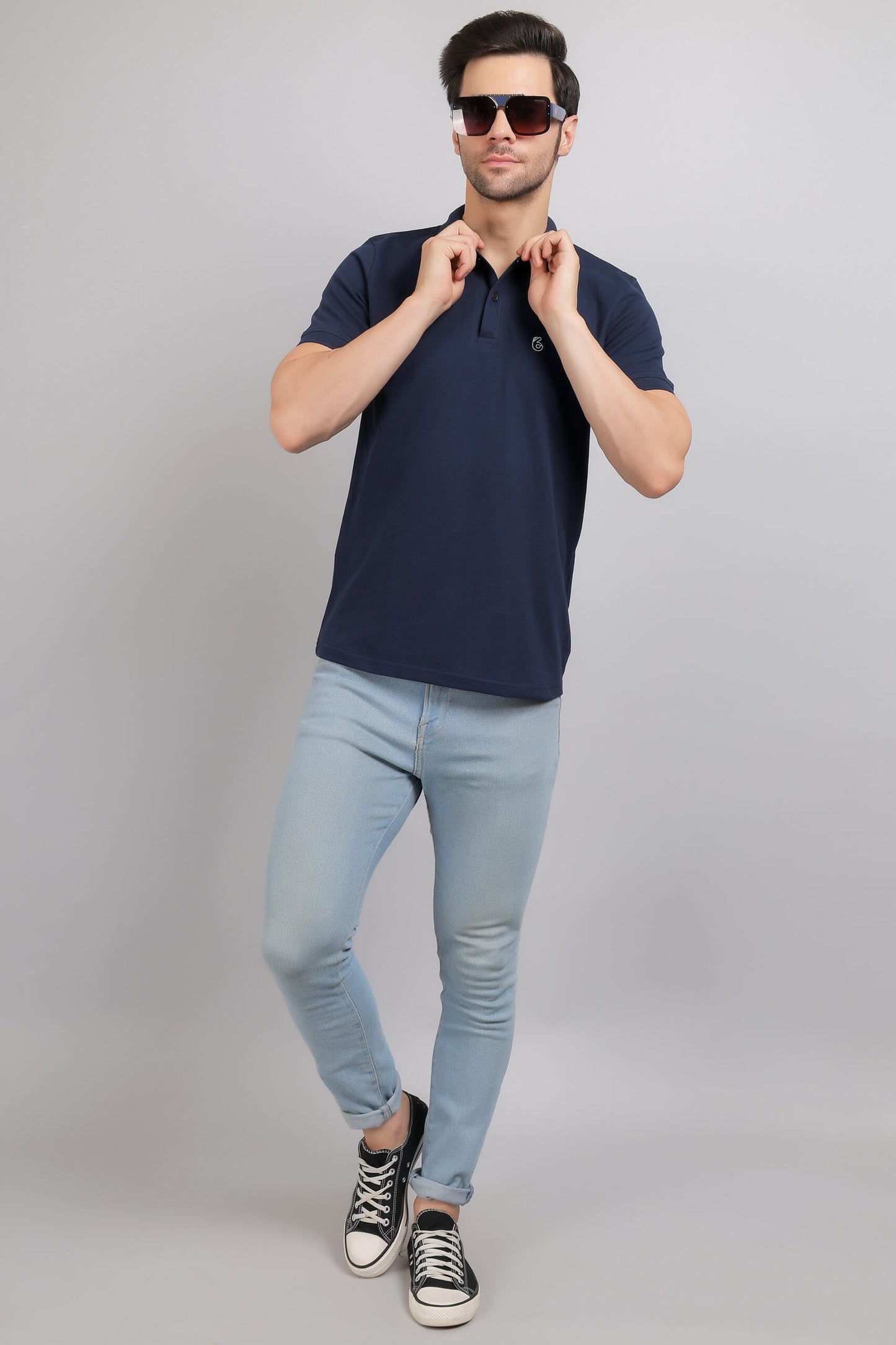 Navy Blue Polo Neck