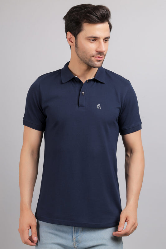 Navy Blue Plain Polo T-Shirt