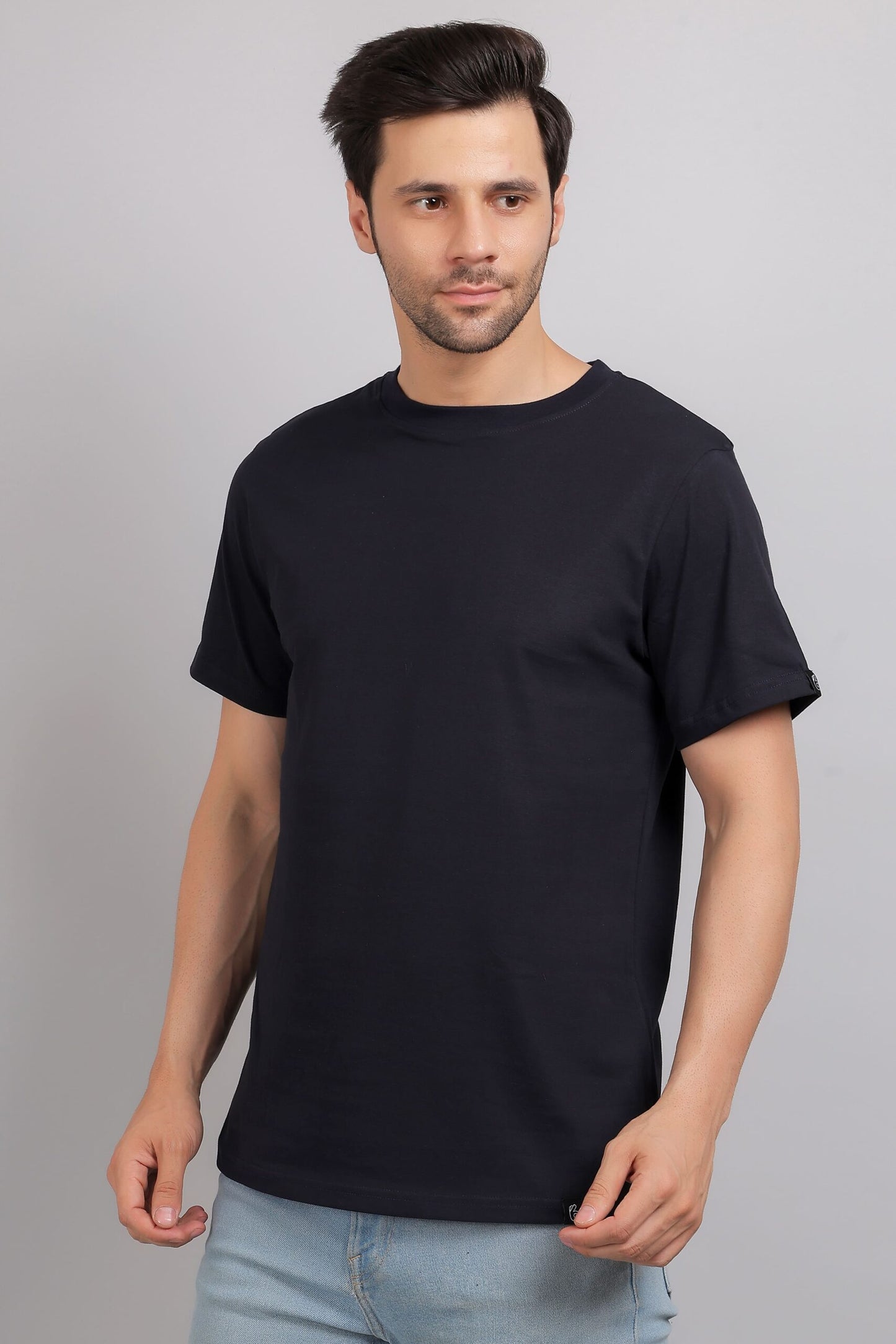 Navy Blue Plain Round Neck T-Shirt