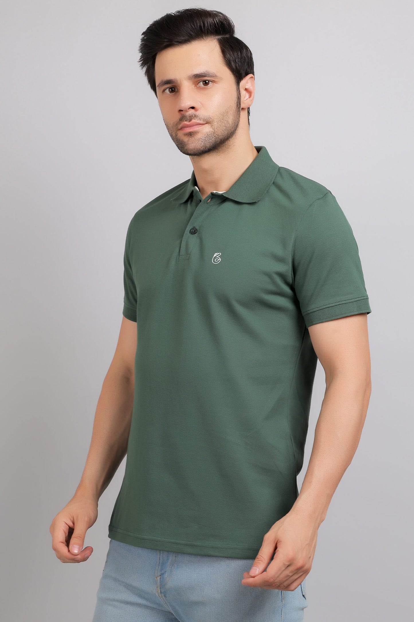 M Olive Plain Polo T-Shirt