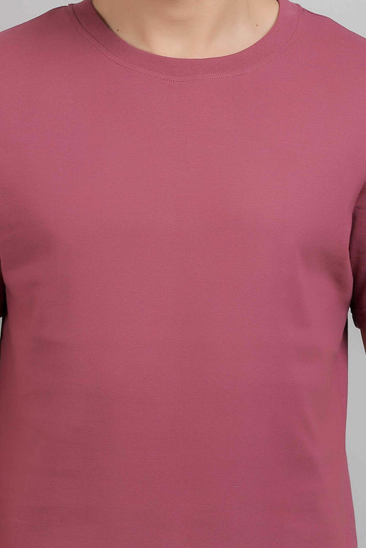 Onion Pink Plain Round Neck T-Shirt