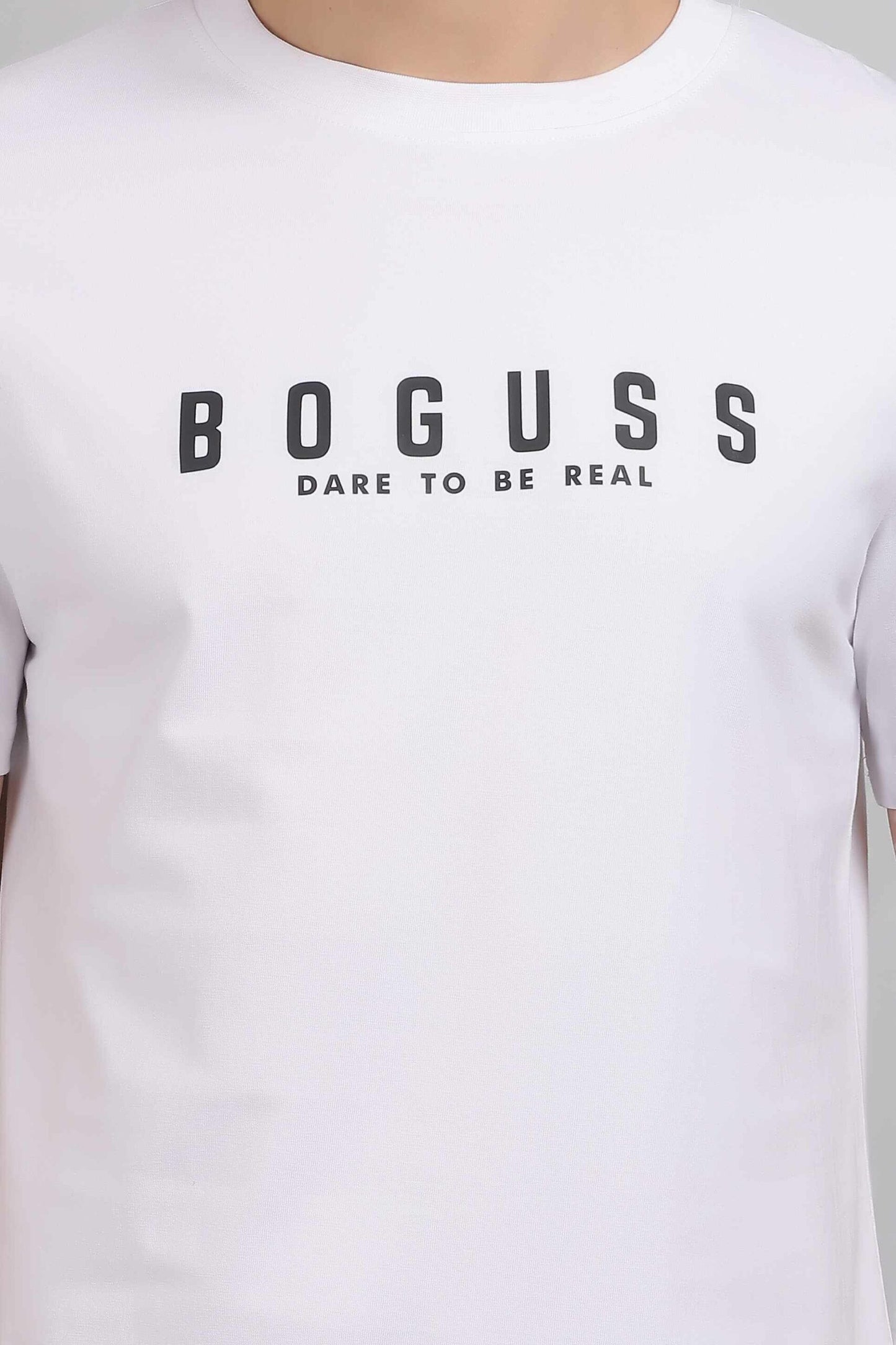 Boguss Print Round Neck White T-Shirt