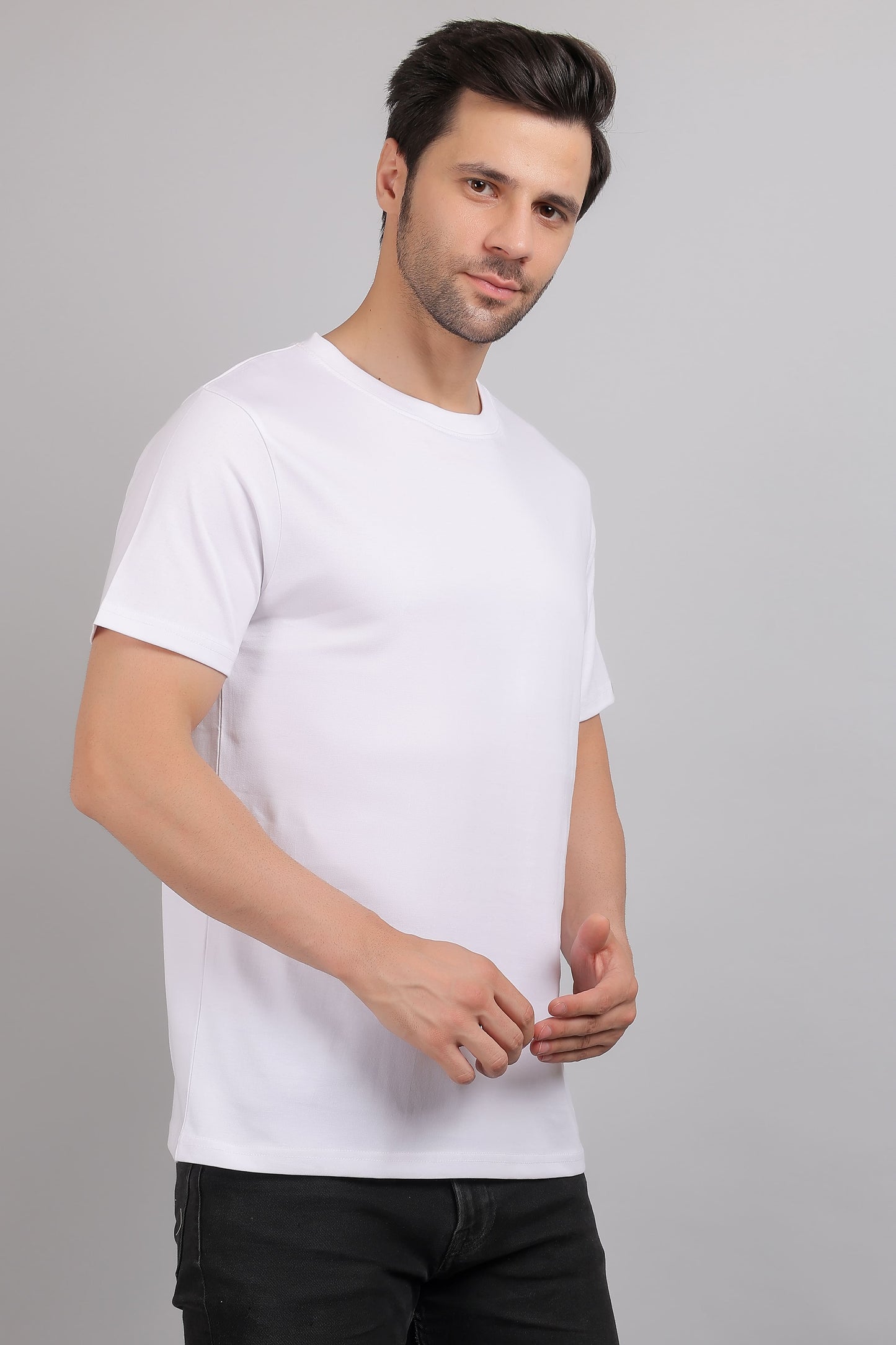 White Plain Round Neck T-Shirt