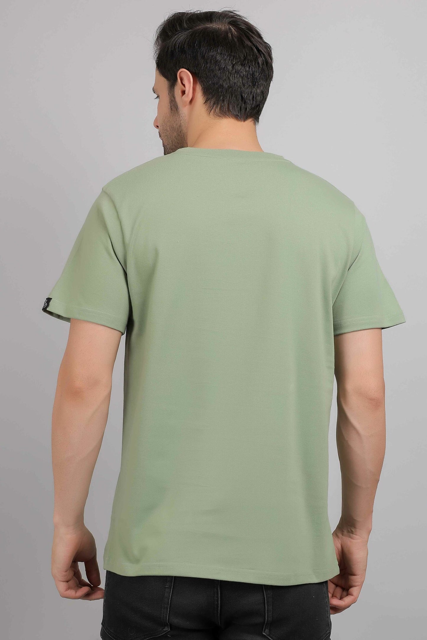 Boguss Print Round Neck Sage Green T-Shirt