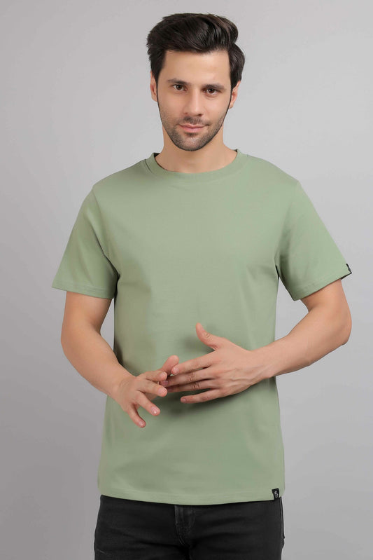 Sage Green Plain Round Neck T-Shirt