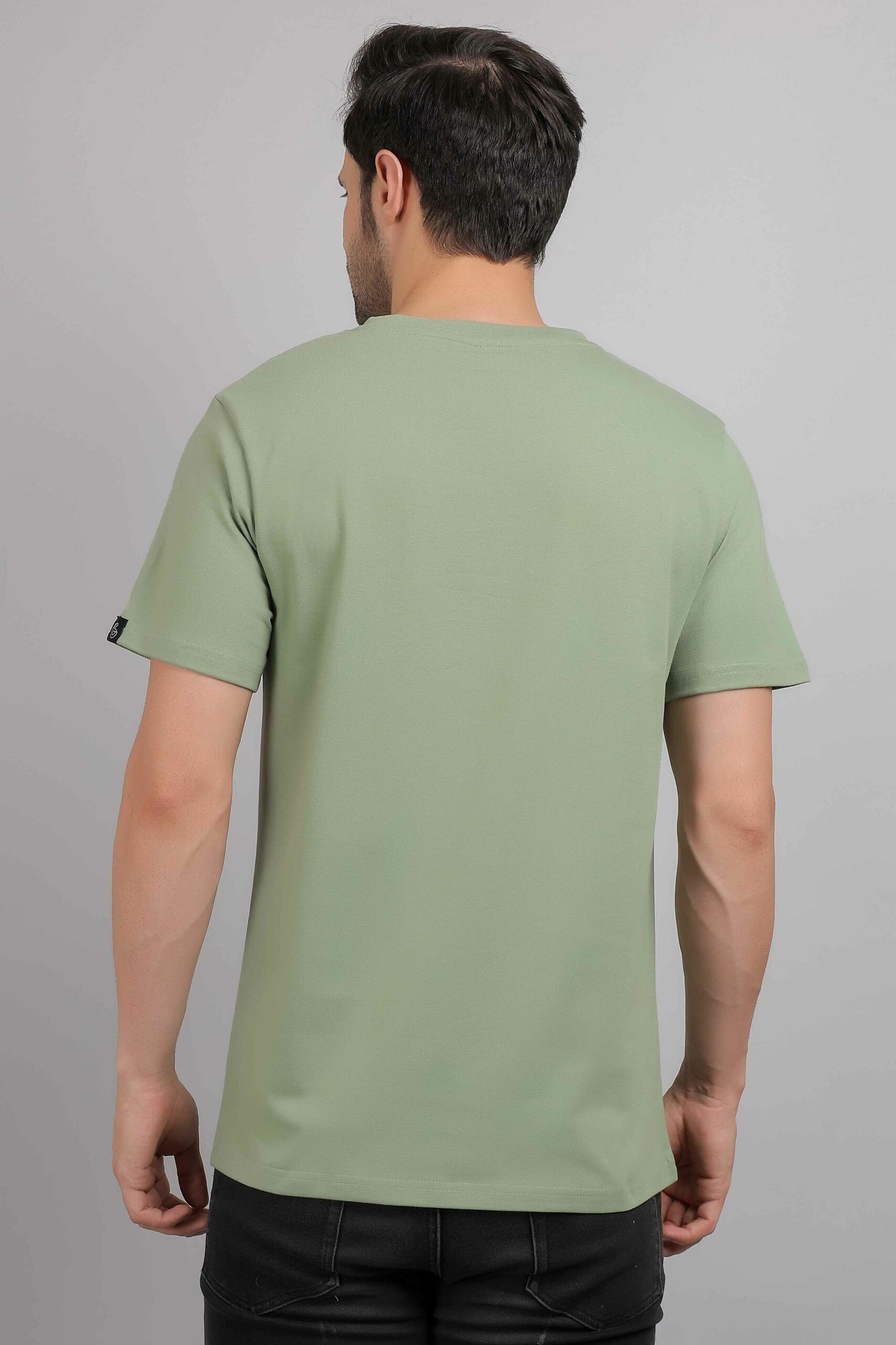 Sage Green Plain Round Neck T-Shirt