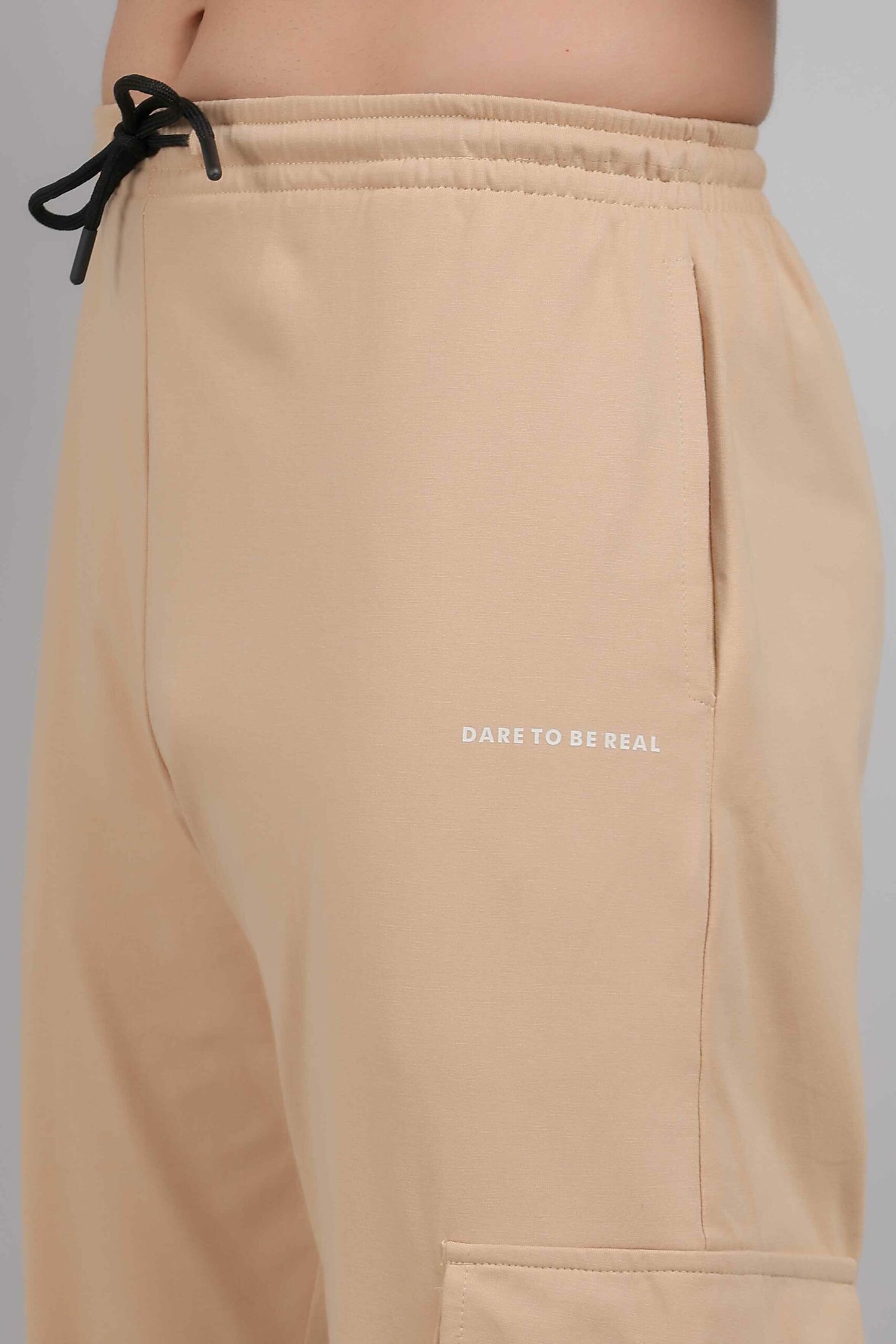 Beige Cotton Cargo Jogger