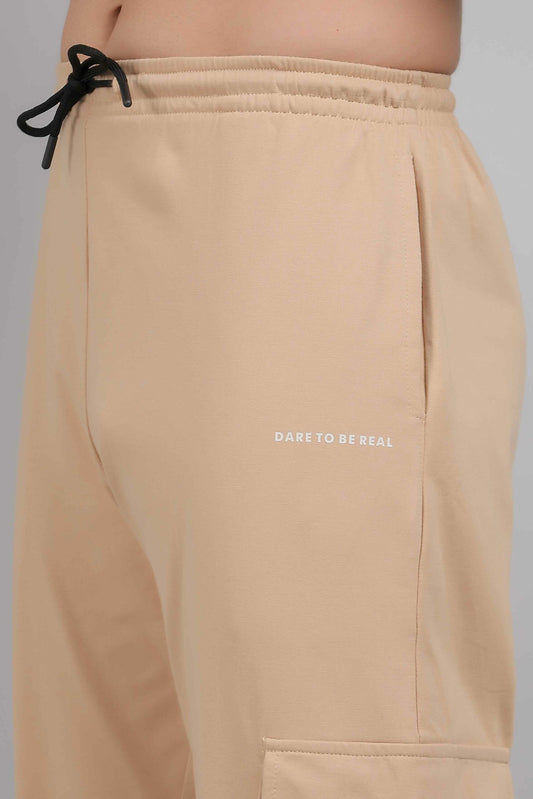 Beige Cotton Cargo Jogger