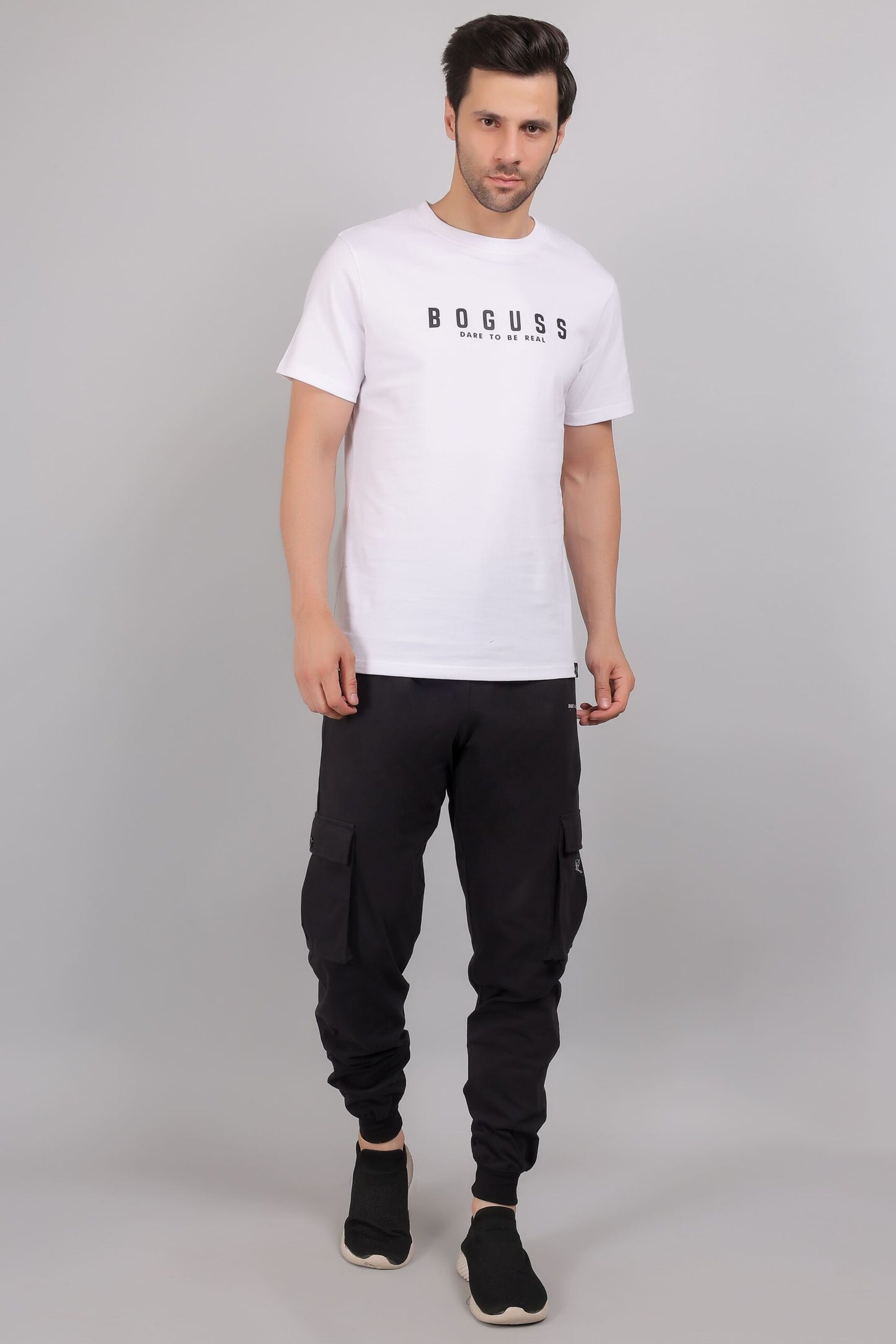 Black Cotton Cargo Jogger