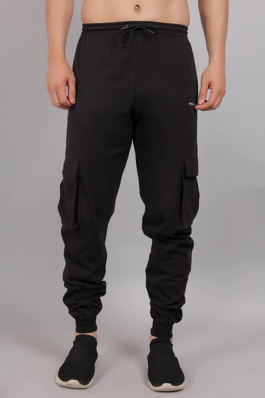 Black Cotton Cargo Jogger