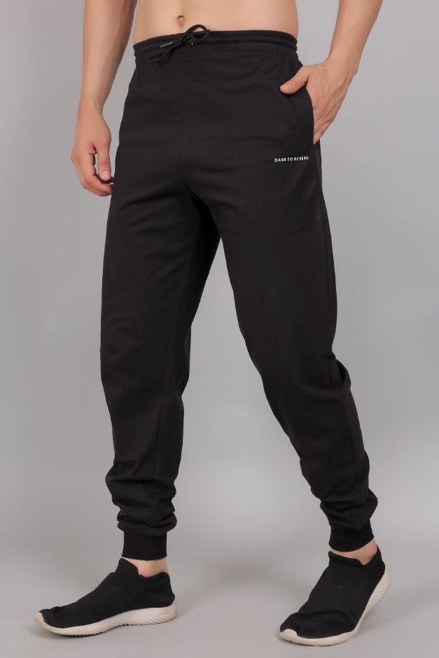 Black Plain Cotton Jogger