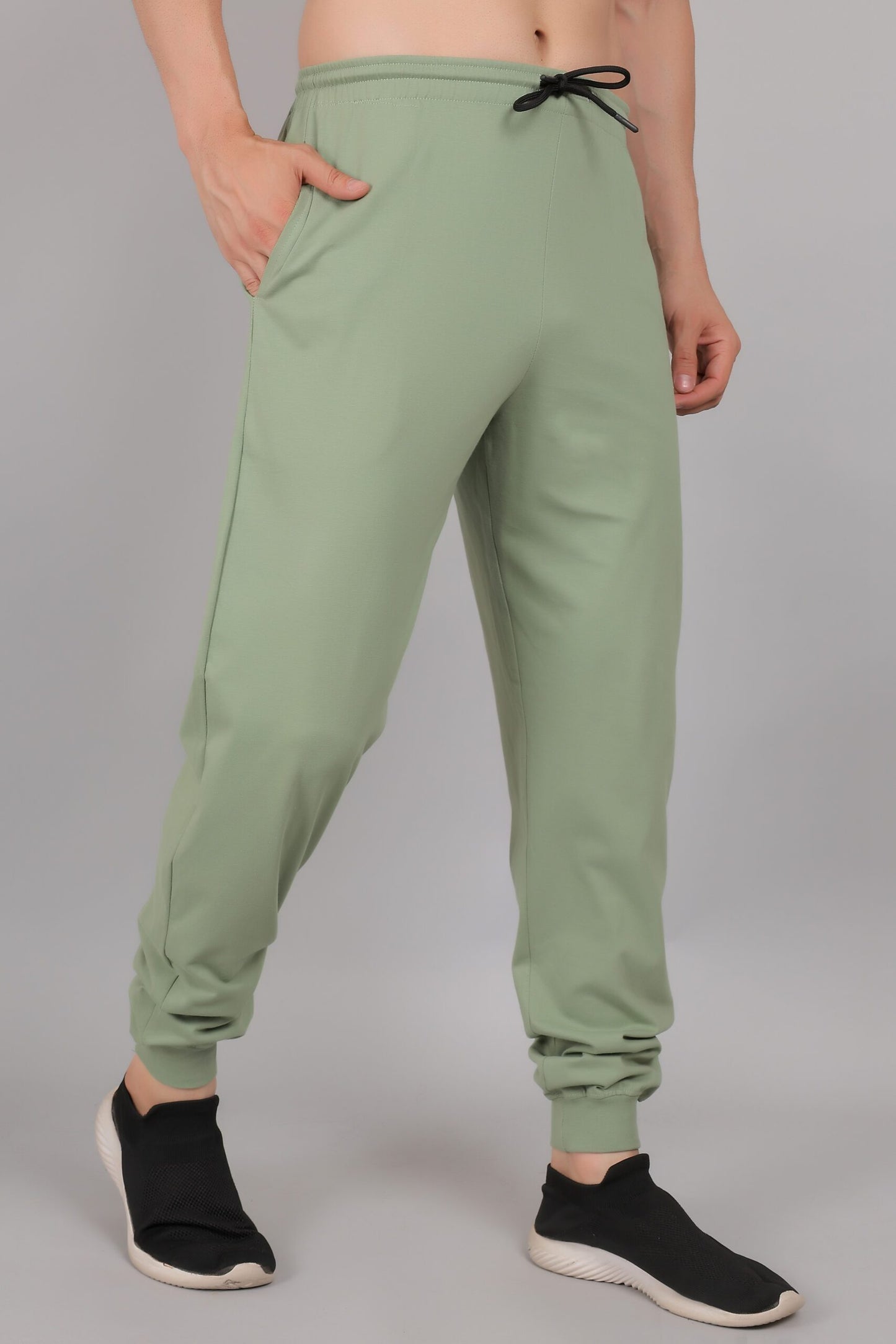 Sage Green Plain Cotton Jogger