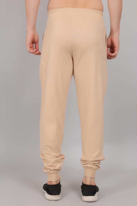 Beige Plain Cotton Jogger
