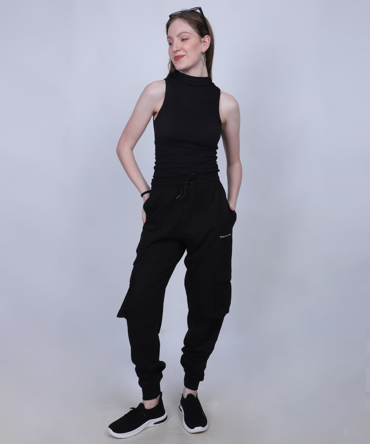 Black Cotton Cargo Jogger