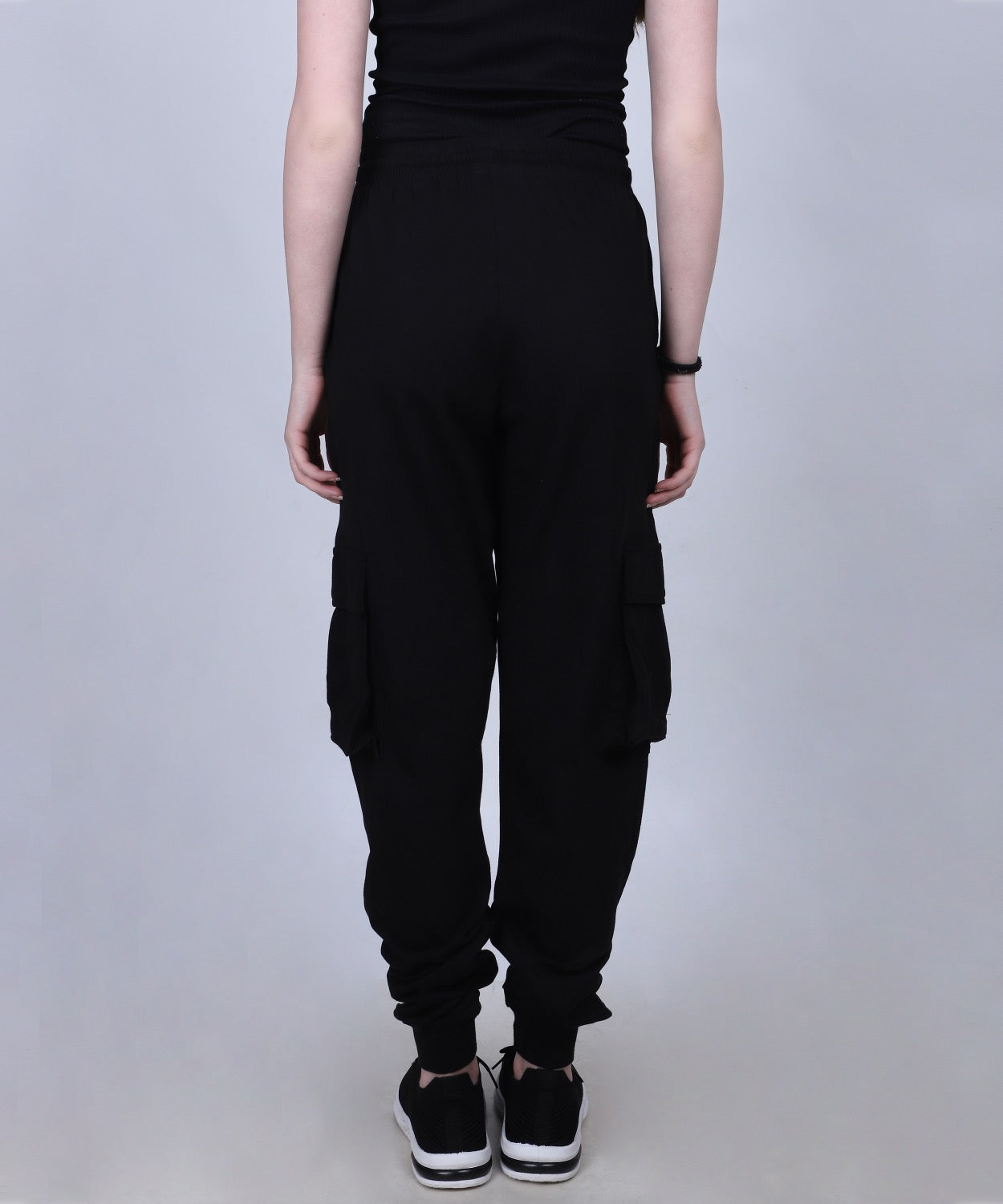 Black Cotton Cargo Jogger