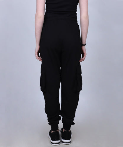 Black Cotton Cargo Jogger