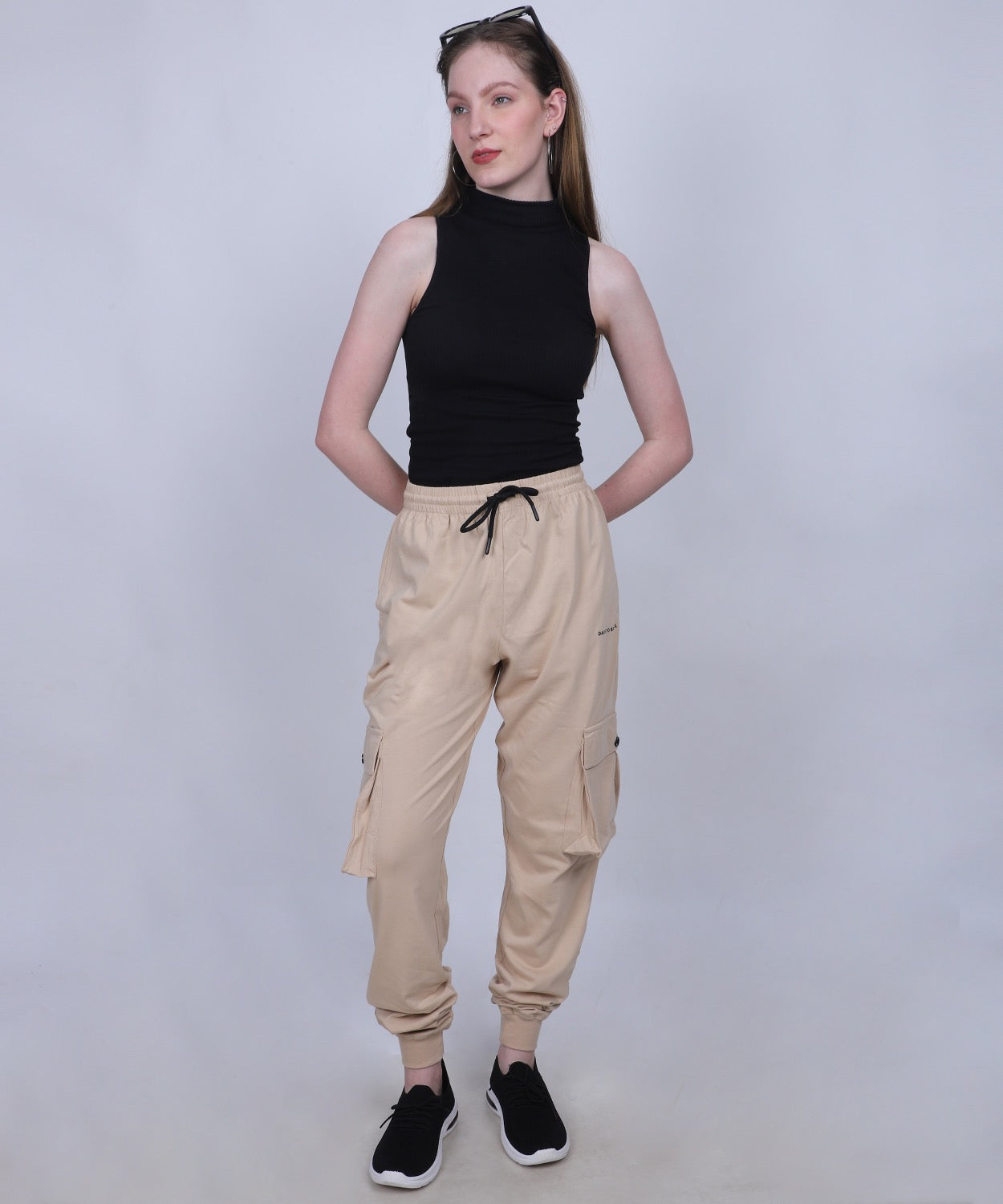Beige Cotton Cargo Jogger
