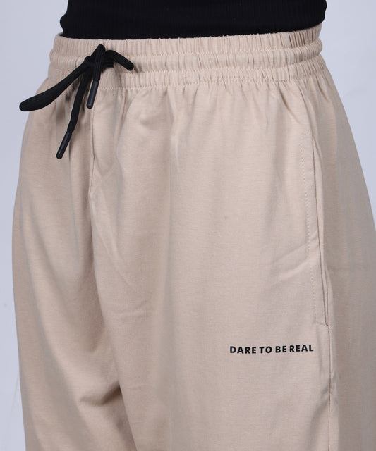 Beige Cotton Cargo Jogger