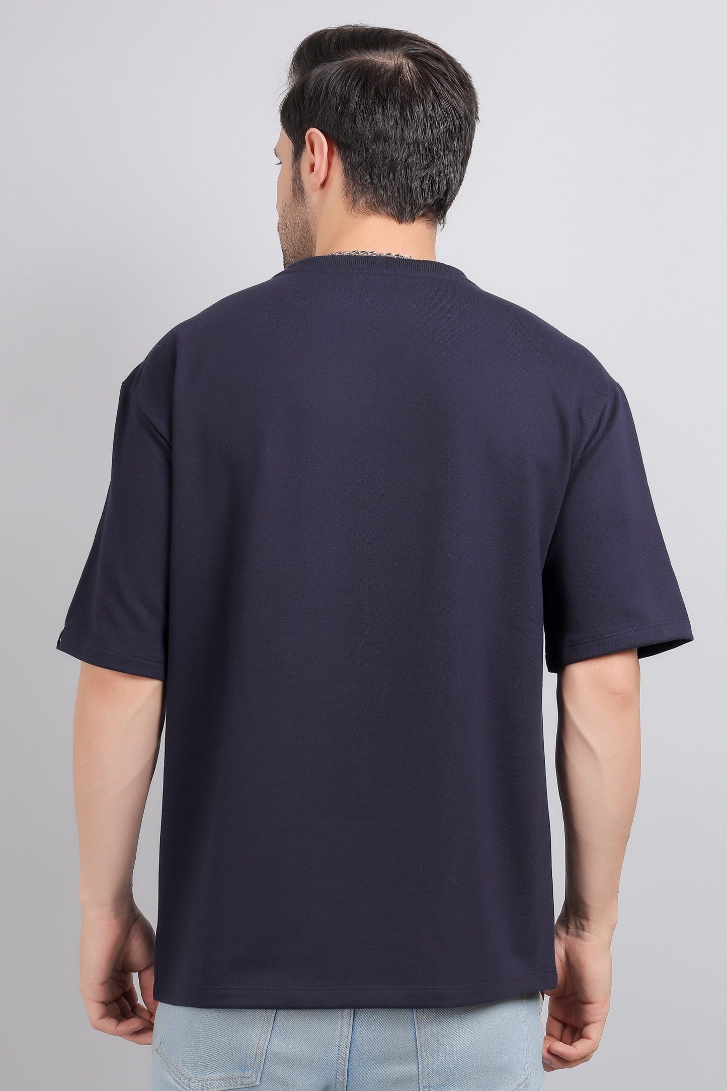 Navy Blue Plain Oversized T-Shirt