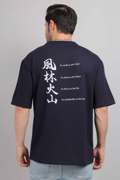 Japanese Text Print Oversized T-Shirt