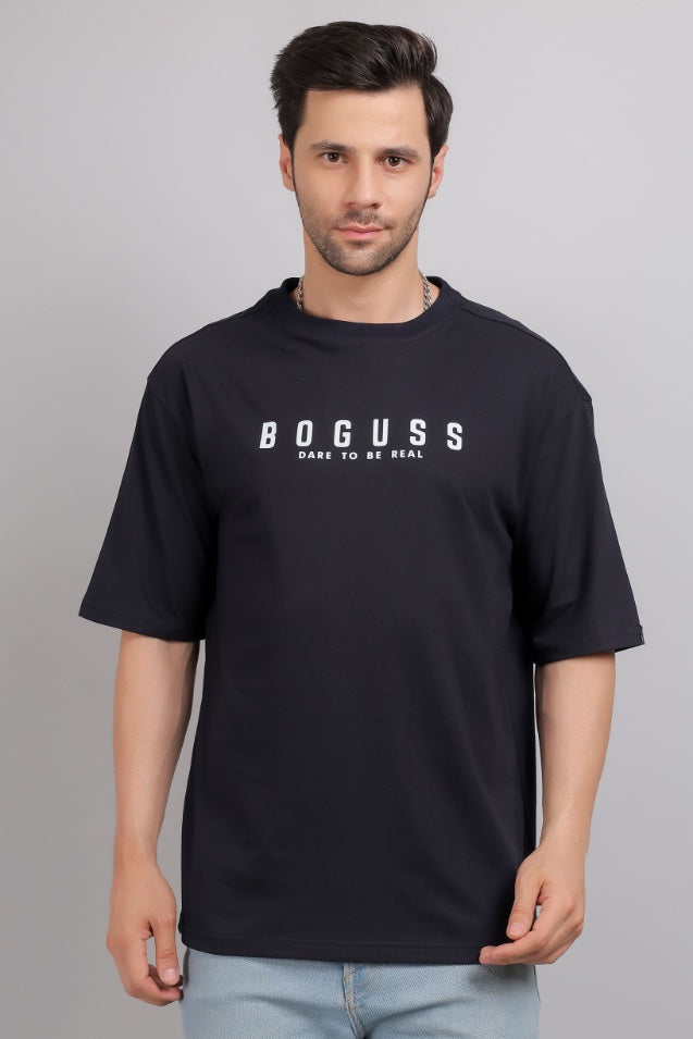 Boguss Print Oversized Black T-Shirt