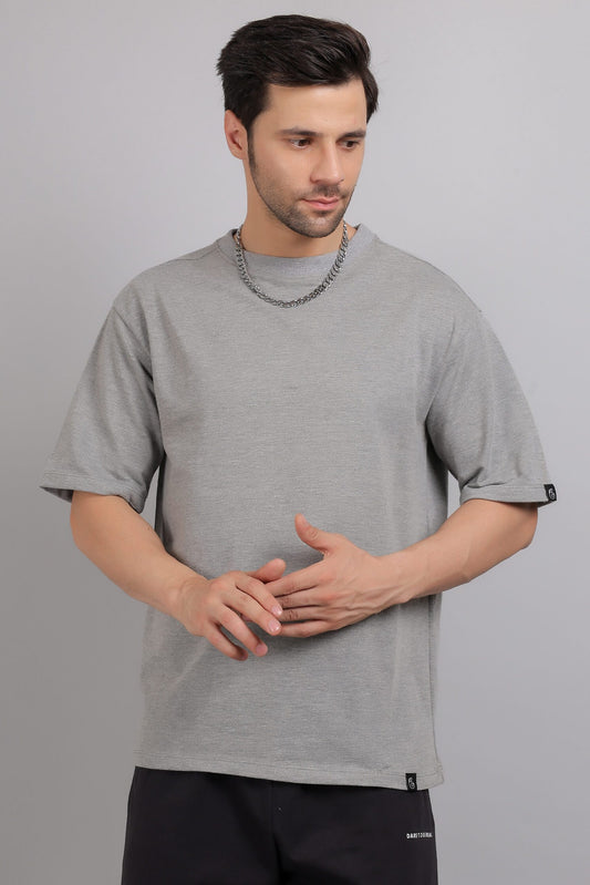 Melange Grey Plain Oversized T-Shirt