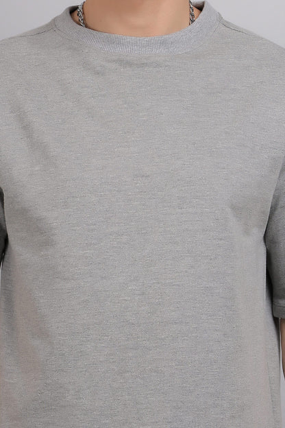Melange Grey Plain Oversized T-Shirt