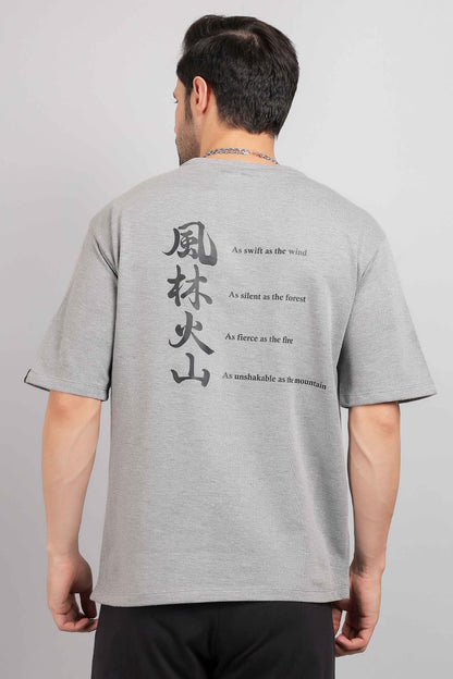 Japanese Text Print Oversized T-Shirt