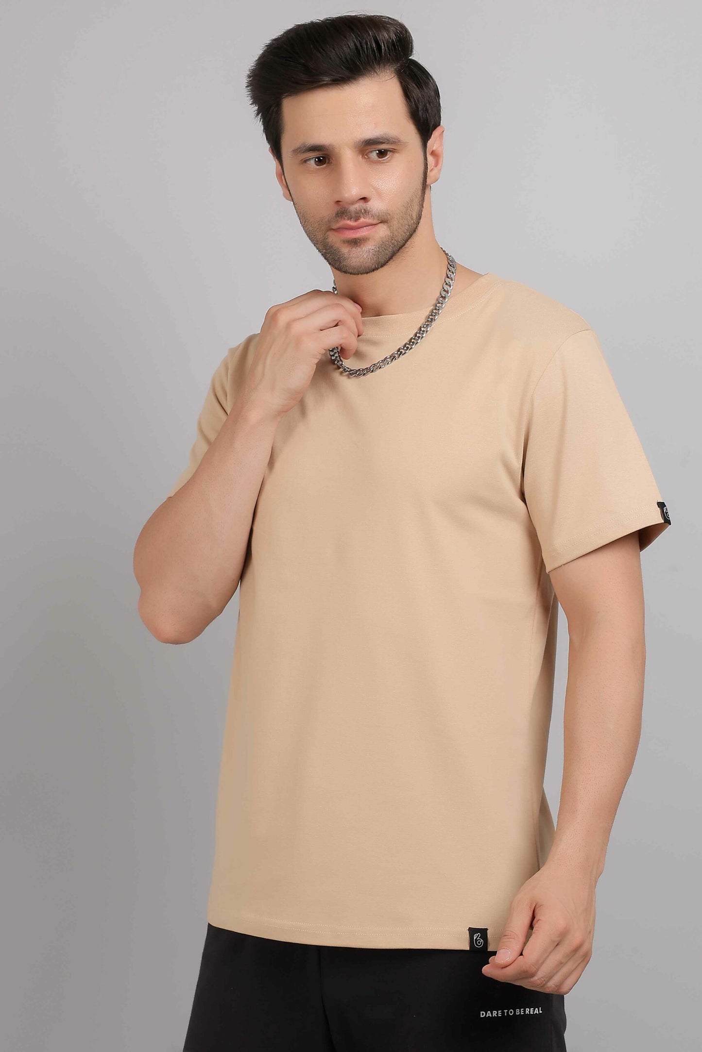 Plain Round Neck and Black Cargo Jogger