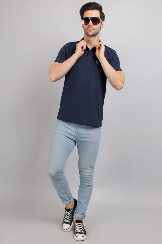 Navy Blue Plain Polo T-Shirt