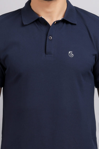 Navy Blue Plain Polo T-Shirt
