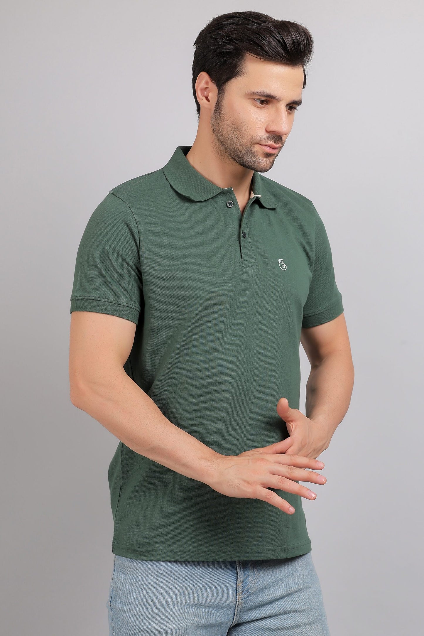 M Olive Plain Polo T-Shirt