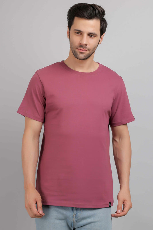 Onion Pink Plain Round Neck T-Shirt