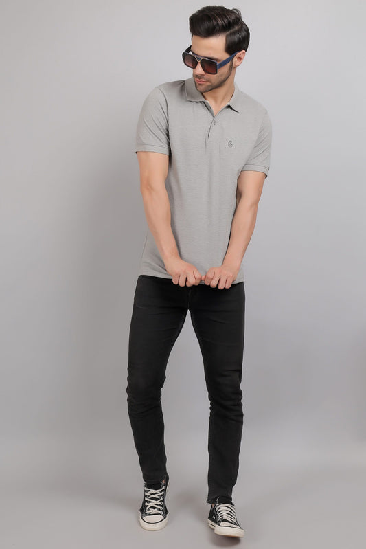 Melange Grey Polo Neck