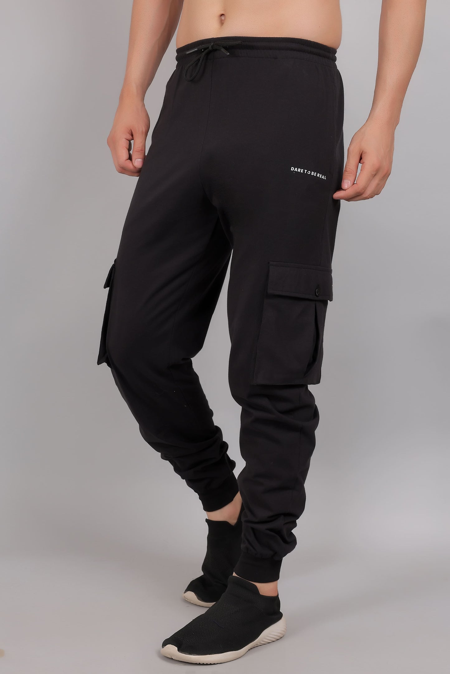 Black Cotton Cargo Jogger