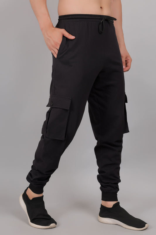 Black Cotton Cargo Jogger