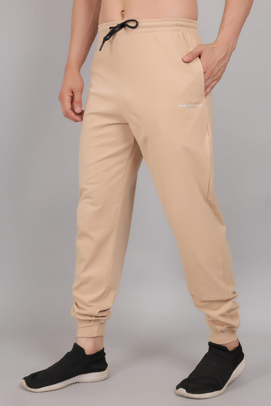 Beige Plain Cotton Jogger