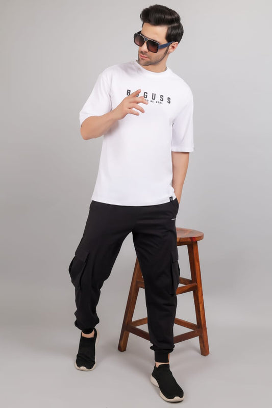 Boguss Print Oversized White T-Shirt